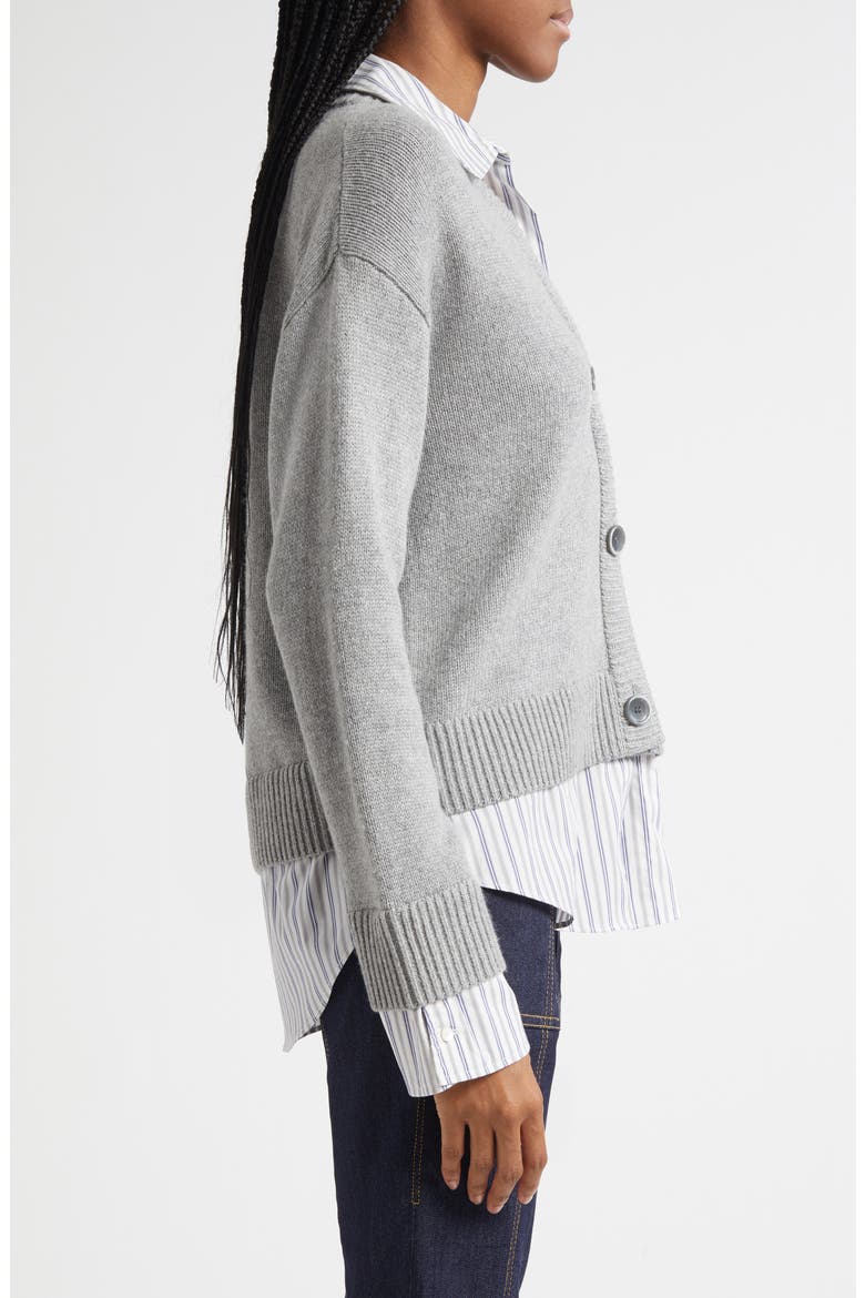 Megan Mixed Media Pullover Sweater, Alternate, color, HEATHER GREY/ BLUE STRIPE