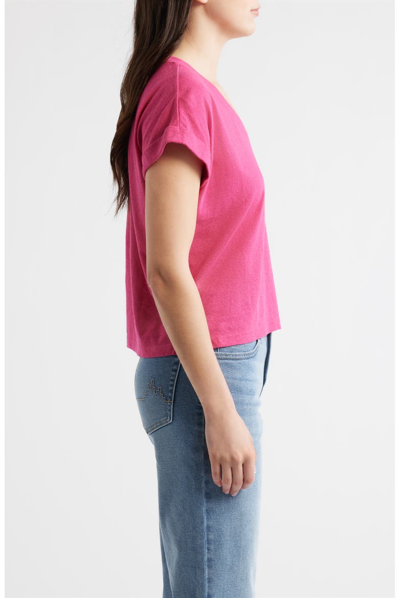 V-Neck T-Shirt, Alternate, color, BRIGHT ROSE