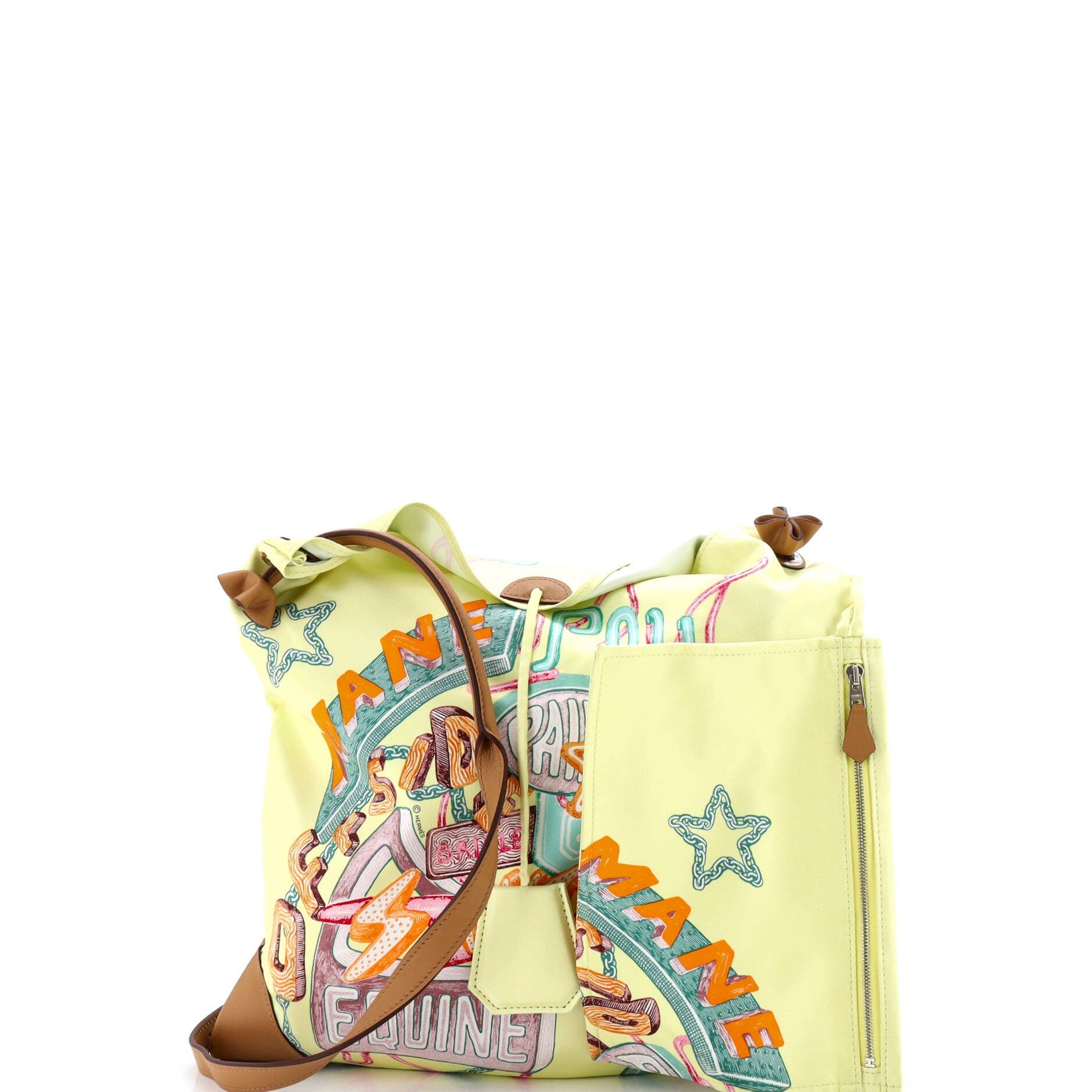 Pre-Owned Hermes Silky City Bag Printed Silk and Leather PM, Alternate, color, Yellow
