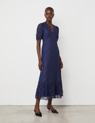 Finery London Loretta Short Sleeve Lace Midi Dress