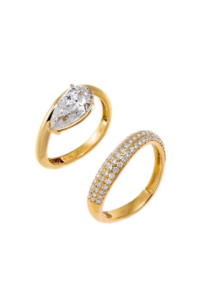 BY ADINA EDEN Lab Grown Diamond Pear & Pave Curved Ring 14K, Main, color, 14K Gold