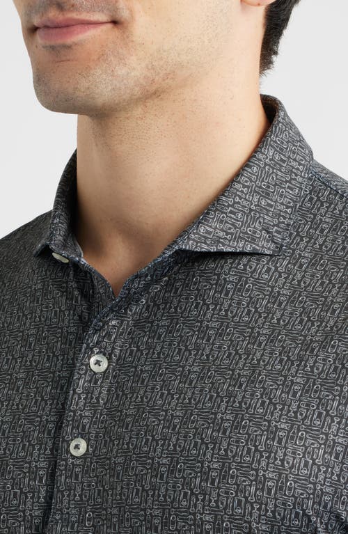 Johnnie-o Popping Tops Beverage Opener Print Featherweight Performance Polo In Gray