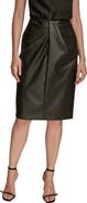Donna Karan New York Drape Detail Faux Leather Pencil Skirt