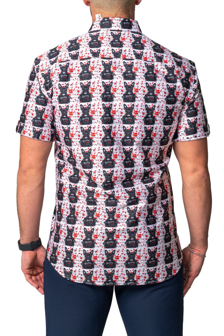 Galileo Guilty Dog Regular Fit Short Sleeve Button-Up Shirt, Alternate, color, WHITE