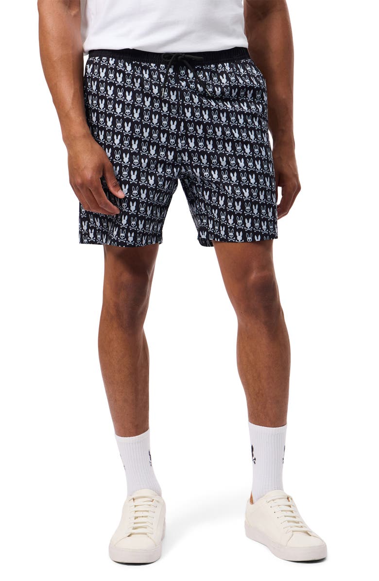 Psycho Bunny Tilden Print Swim Trunks, Main, color, 
