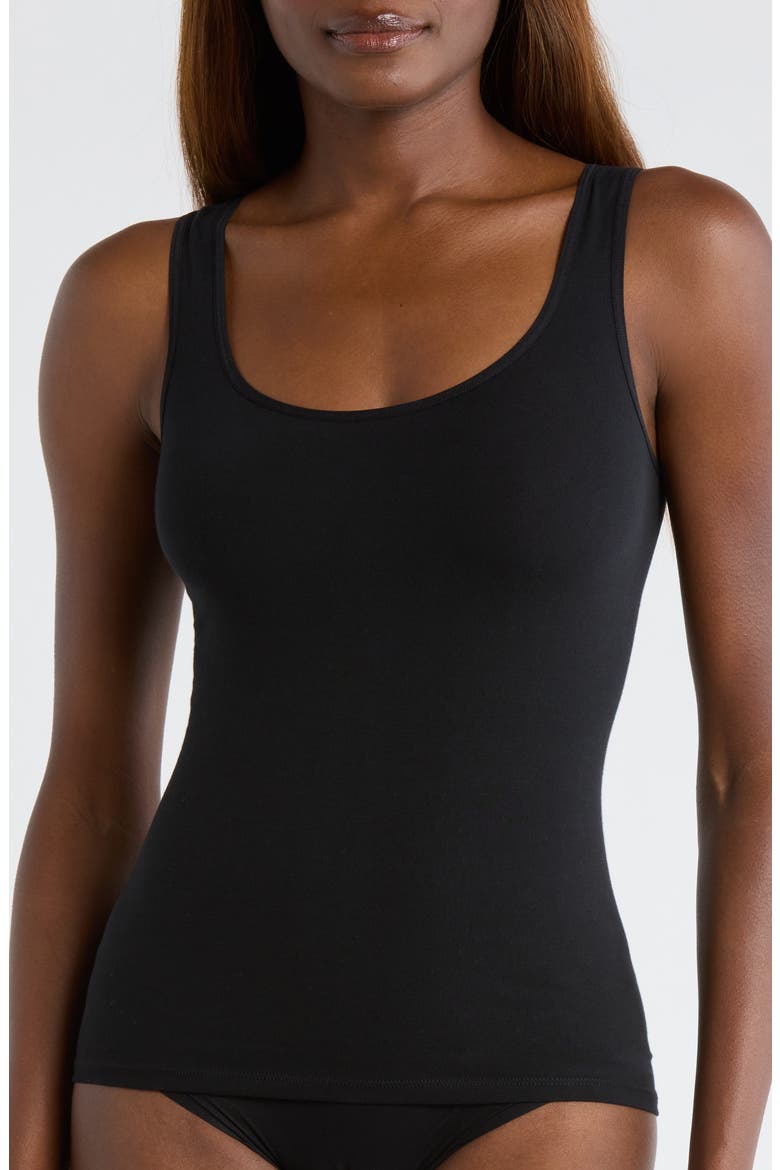 Seamless Cotton Blend Tank, Main, color, BLACK
