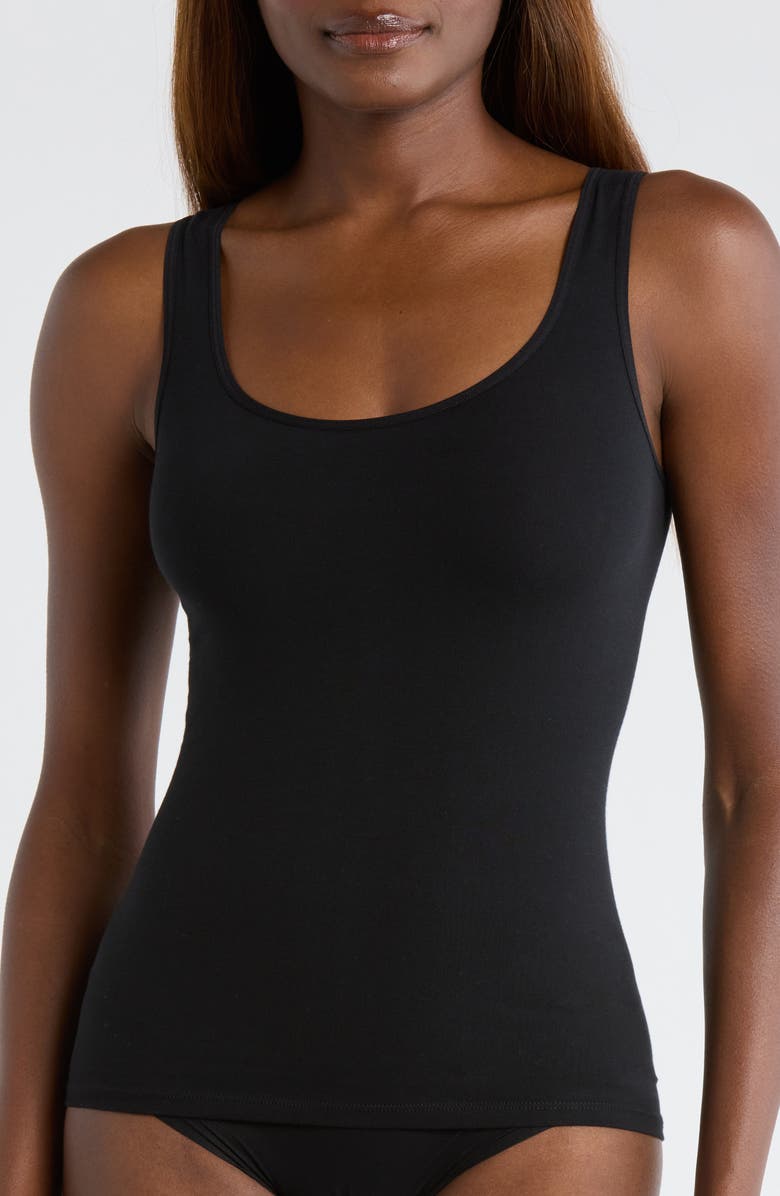 Nordstrom Seamless Cotton Blend Tank, Main, color, Black