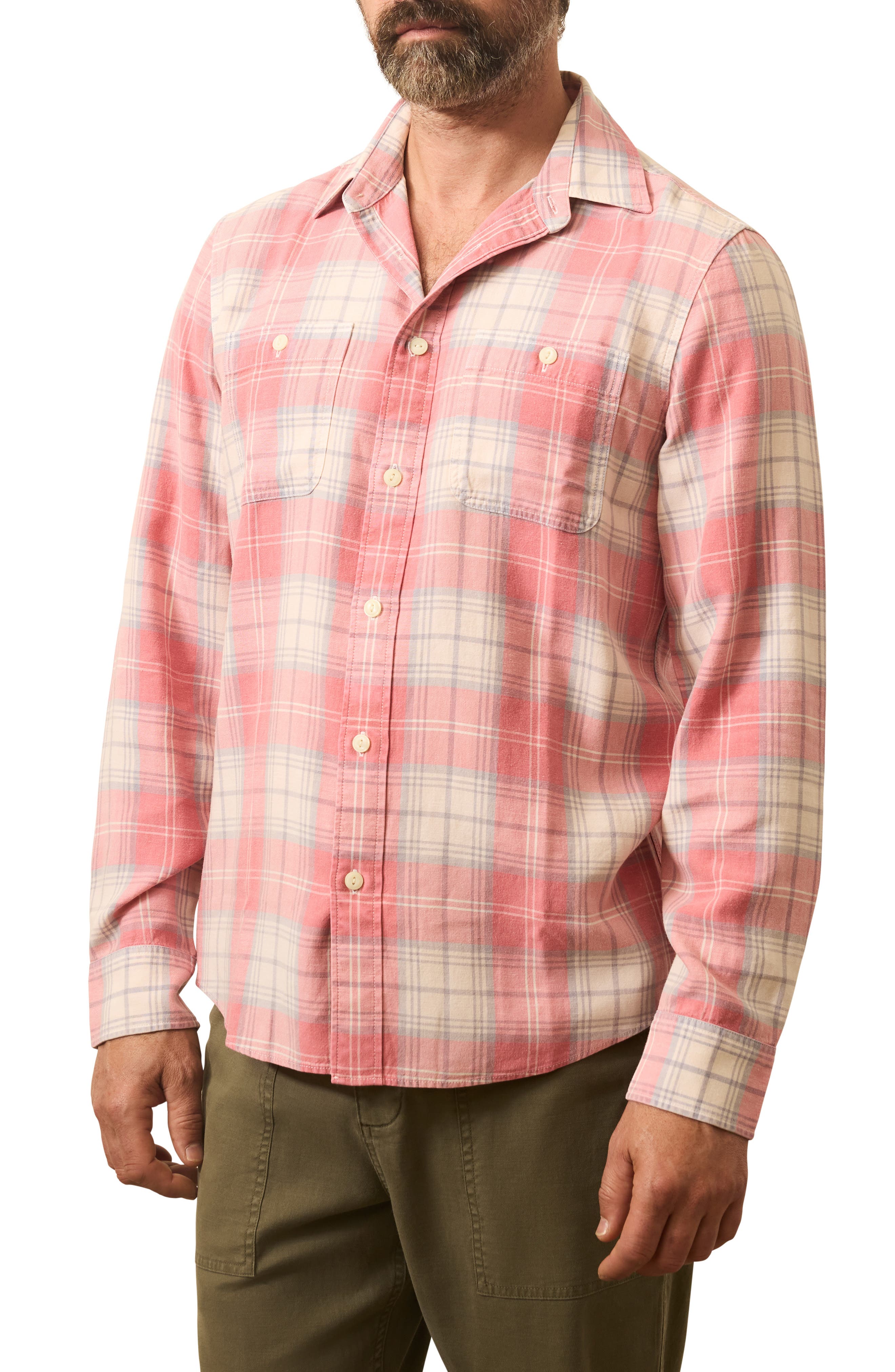 Faherty The Tried & True Plaid Chambray Button-Up Shirt