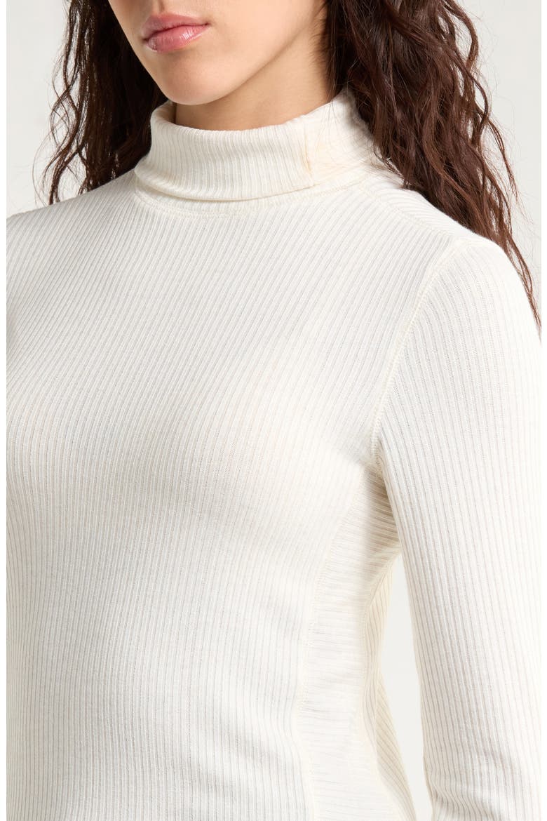 Rib Turtleneck Top, Alternate, color, HEATHER CREAM