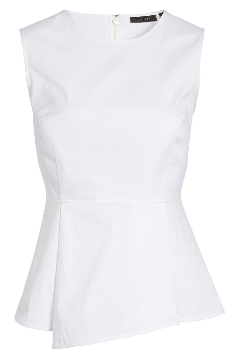 Poplin Peplum Top, Alternate, color, WHITE