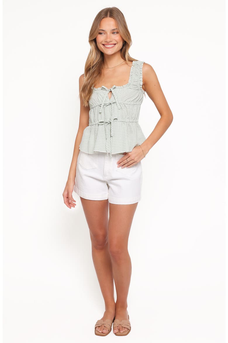 Harper Gingham Tie Front Tank, Alternate, color, SAGE GINGHAM