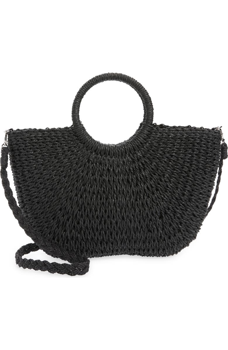 Mali + Lili Half Moon Woven Straw Tote, Main, color,