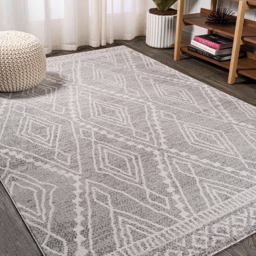 Jonathan Y Rih Moroccan Style Diamond Area Rug In Gray/ivory