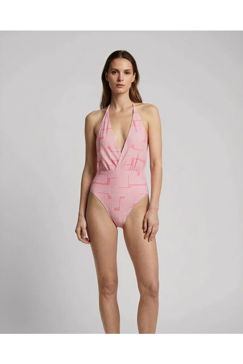 Inter Twine Womens Halter One-Piece Swimsuit, Main, color, Inter Twine Coral