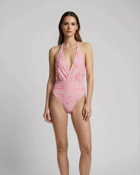 Inter Twine Womens Halter One-Piece Swimsuit