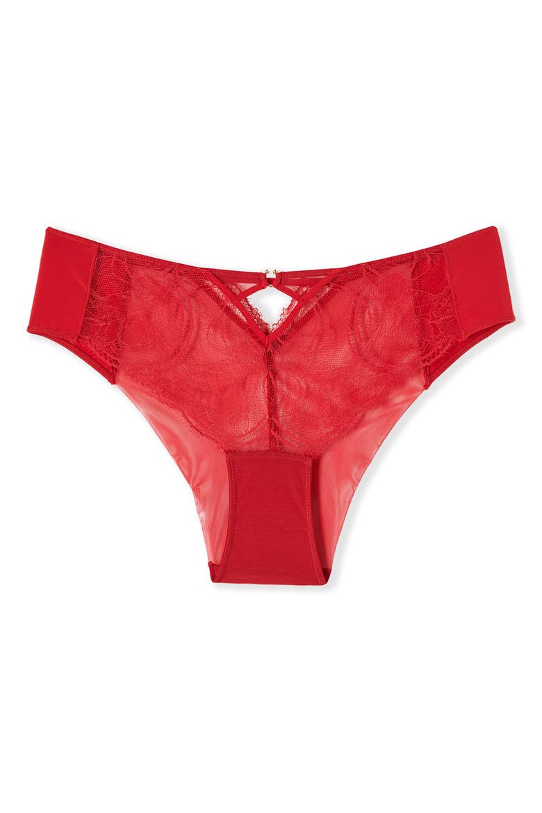 Vertige Rouge Eyelash Lace Panties, Alternate, color, RED