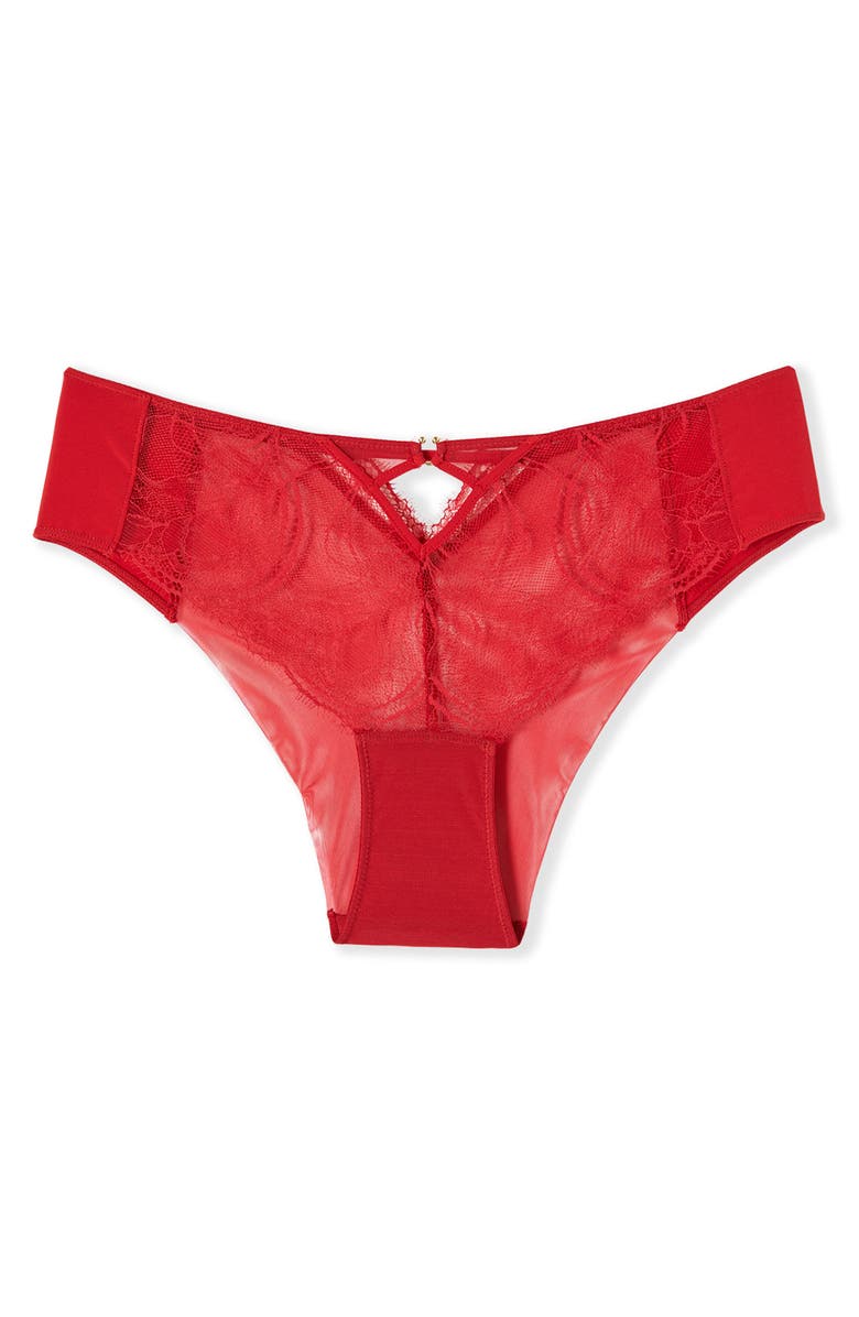 Etam Vertige Rouge Eyelash Lace Panties, Alternate, color, Red