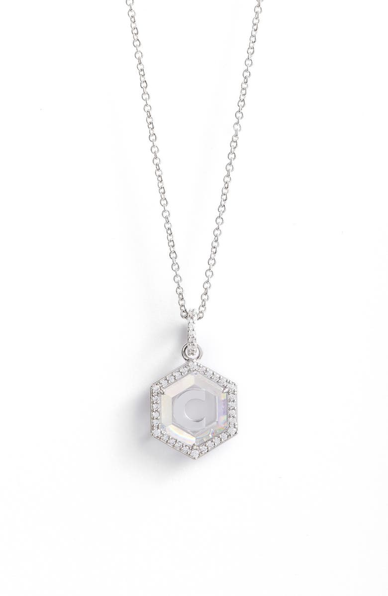 Nadri Hexagon Initial Pendant Necklace, Main, color,