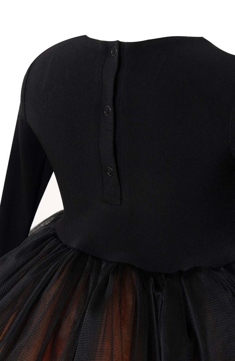 Mini Celebrities Witch Long Sleeve Fluffy Tutu Dress, Alternate, color, Dark Black