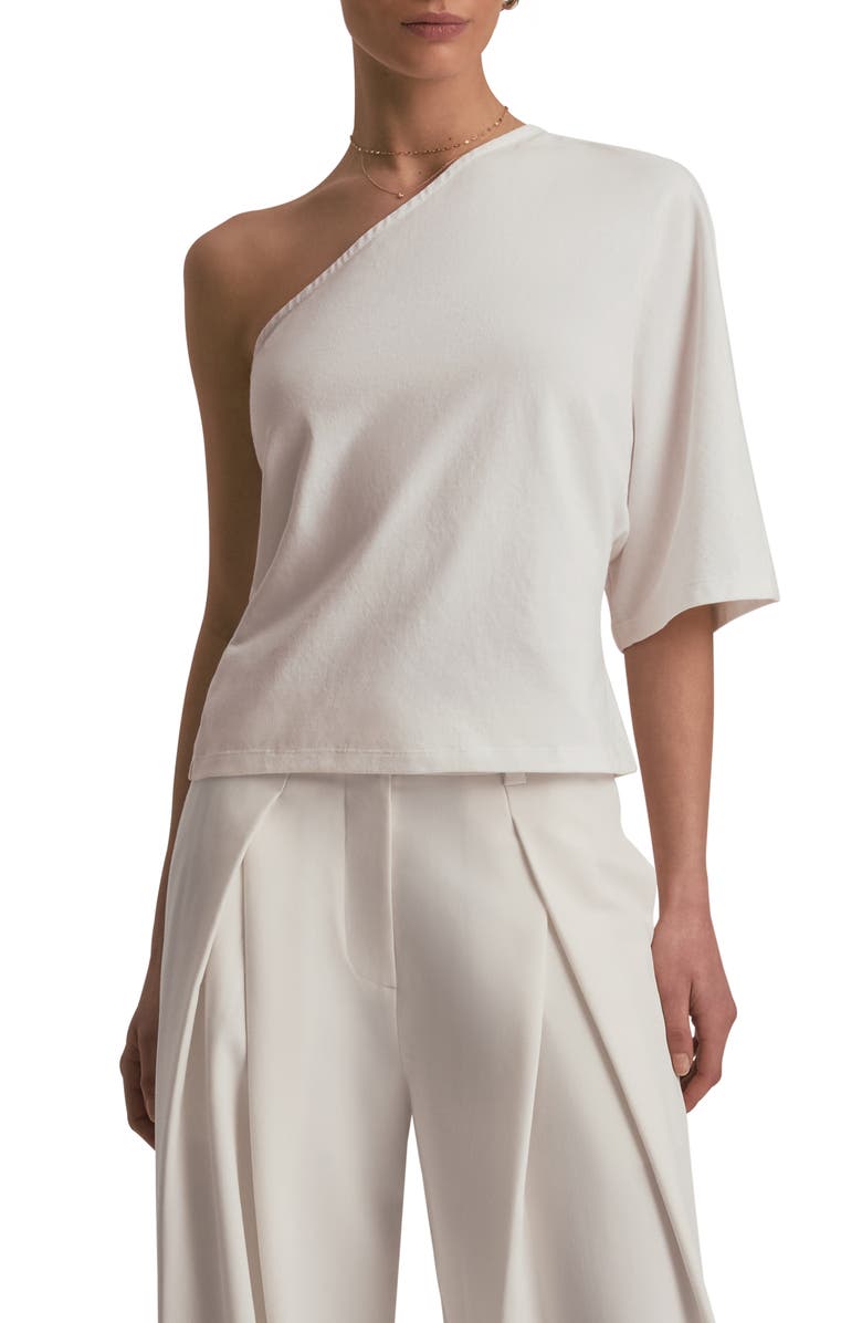 Favorite Daughter The Happy for You One-Shoulder Cotton Top, Main, color, White