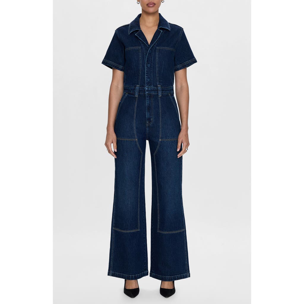 Pistola Jacob Wide Leg Denim Jumpsuit In Alpine