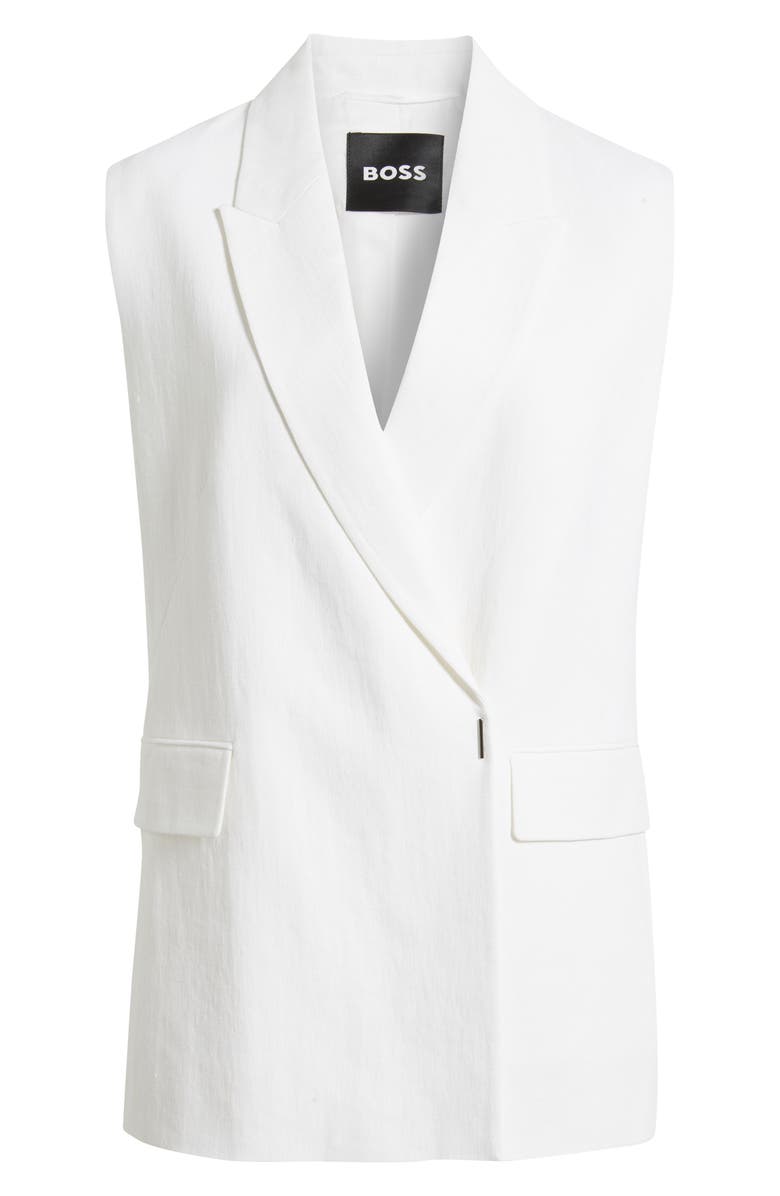 BOSS Jankania Linen Blend Vest, Main, color, Bright White