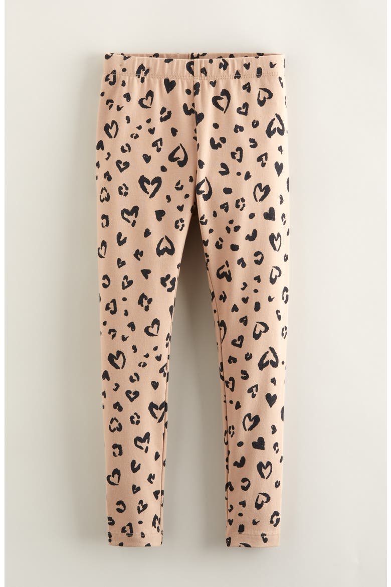 Kids' Core Leggings, Main, color, TAN NATURAL LEOPARD HEARTS