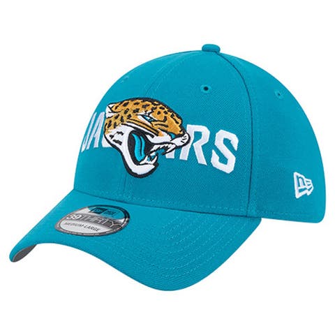 Men's New Era Teal Jacksonville Jaguars Overlap Logo 39THIRTY Stretch Fit Hat
