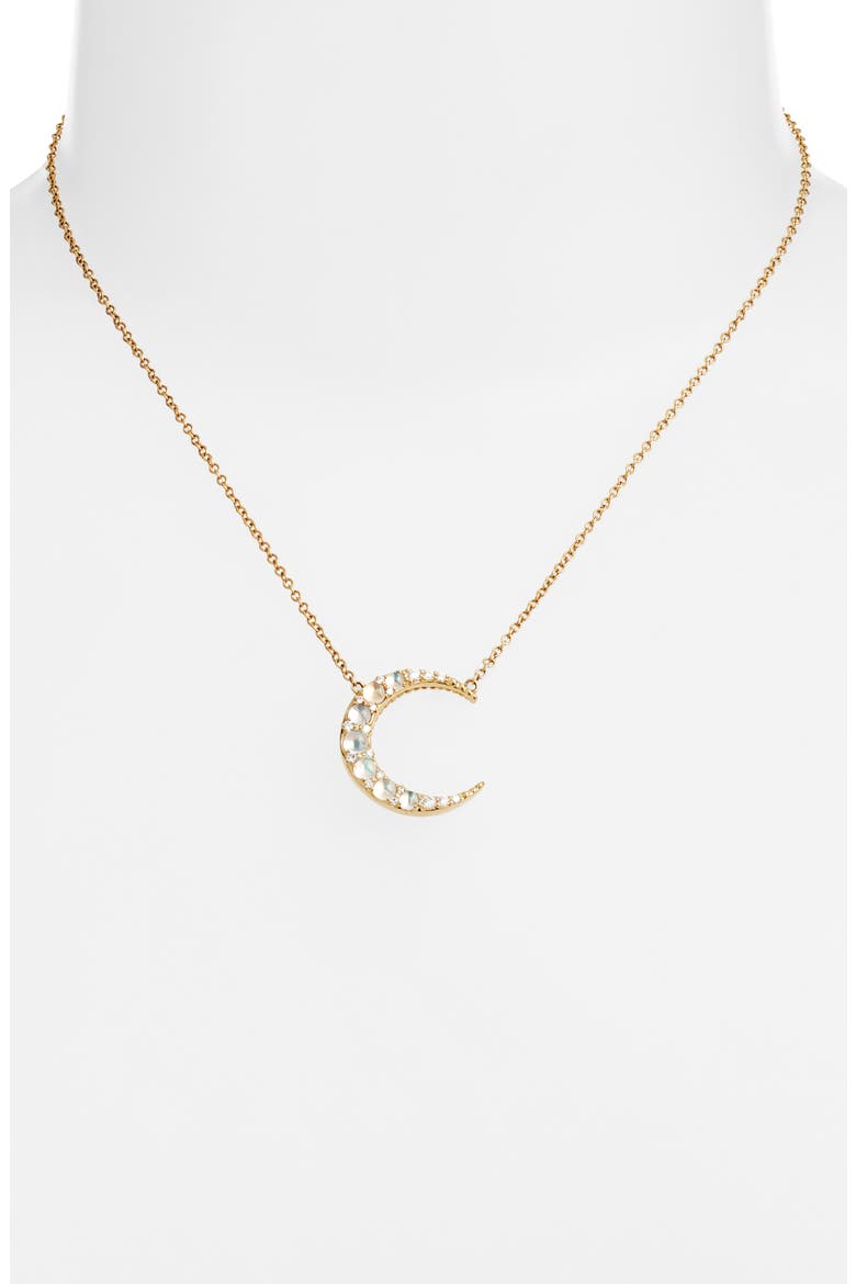 Mini Crescent Moon Pendant Necklace, Alternate, color, GOLD
