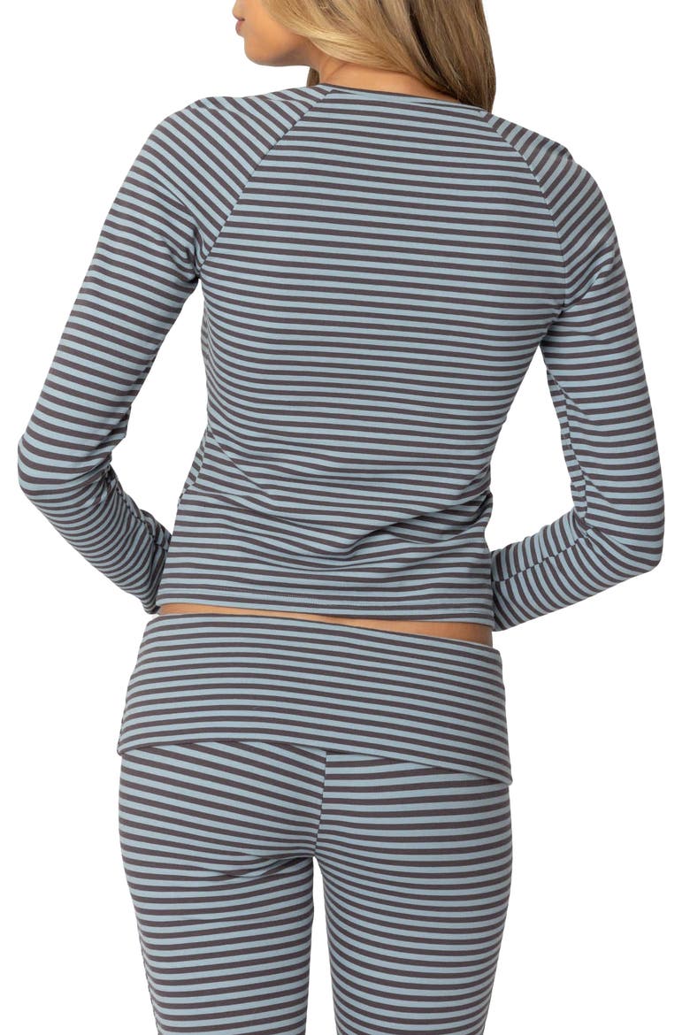 Kaeli Stripe Long Sleeve Crop Top, Alternate, color, NAVY