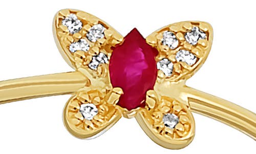 Bony Levy El Mar Trend Butterfly Ruby & Diamond Ring In 18k Yellow Gold Ruby