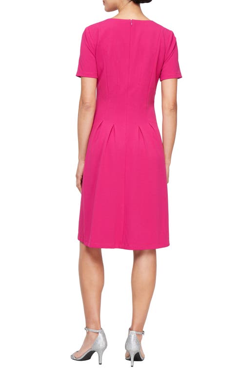 Sl Fashions V-neck A-line Dress In Fuchsia