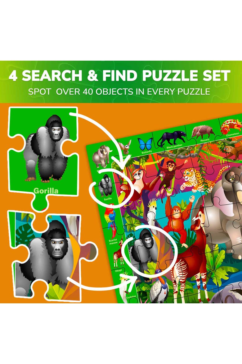 Kids Jigsaw Puzzle Sets - 60 & 100 Piece Educational Puzzles, Alternate, color, Forest, Polar, USA Parks&City
