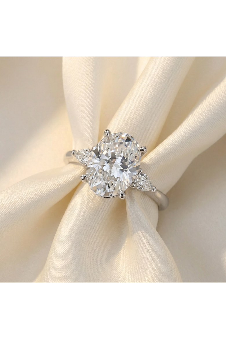 Certified 4 1/3Ct Oval/Pear Diamond Engagement Ring 14k Gold or Pt Lab Grown, Alternate, color, 14k Yellow Gold