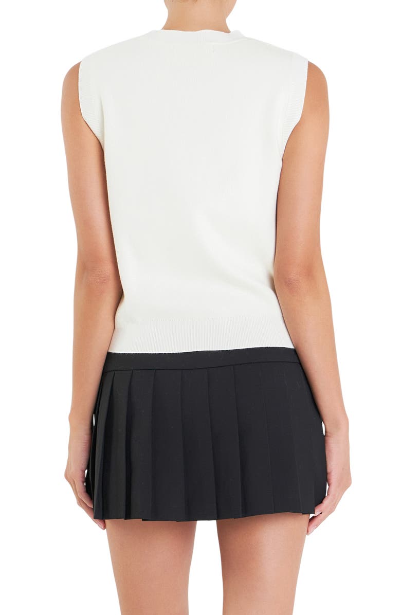 English Factory Sports Club Embossed Monogram Sleeveless Sweater Shell, Alternate, color, Ivory