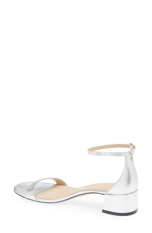 Stuart Weitzman Nudist Metallic Ankle-strap Sandals In Silver