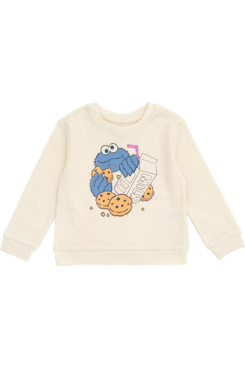 Cookie Monster Sweatshirt and Waffle Pants Set, Alternate, color, Blue Cookie Monster