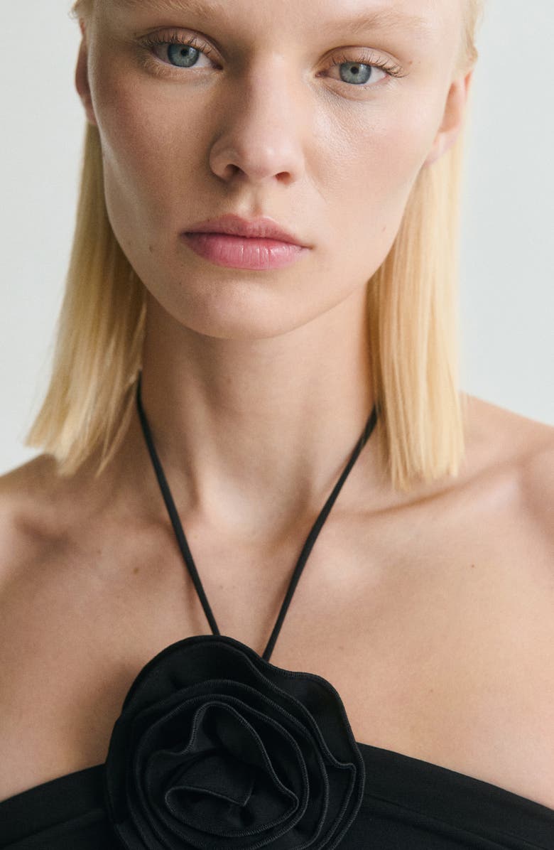 MANGO Rosette Ruched Halter Top, Alternate, color,