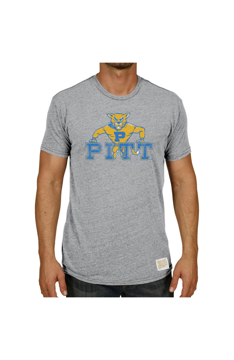 Retro Brand Men's Original Retro Brand Heathered Gray Pitt Panthers Team Vintage Tri-Blend T-Shirt, Alternate, color, 
