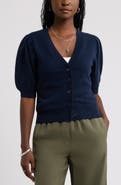 Caslon® Wool & Cashmere Puff Sleeve Cardigan
