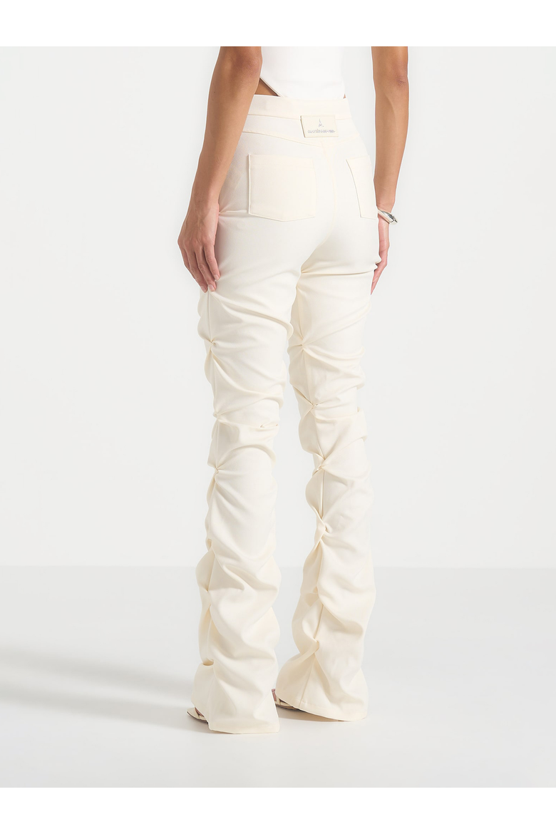 Caroline Tacked Twill Flare Trousers, Alternate, color, White