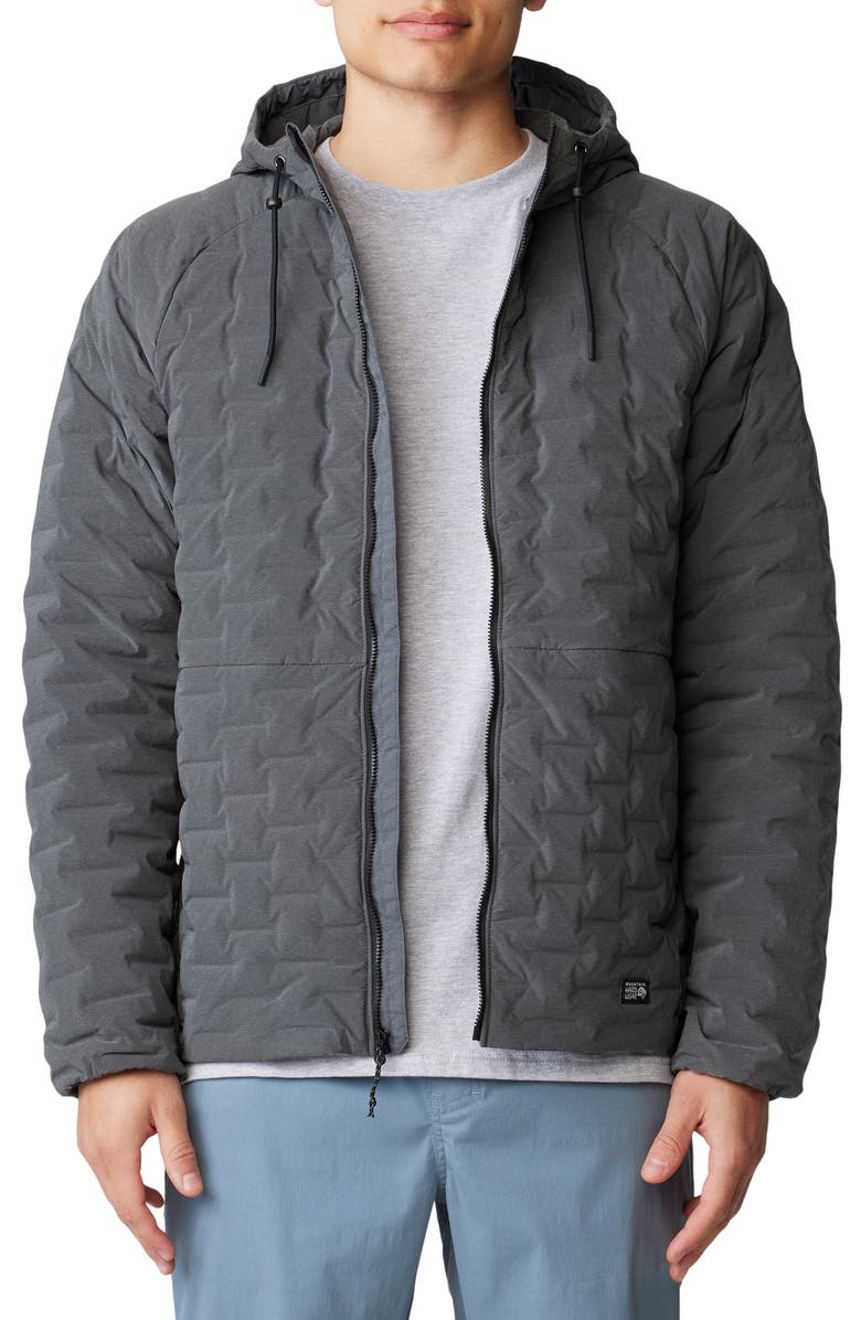 Mountain Hardwear Stretchdown<sup>™</sup> 700 Fill Power Down Light Hooded Jacket, Main, color, Volcanic Heather