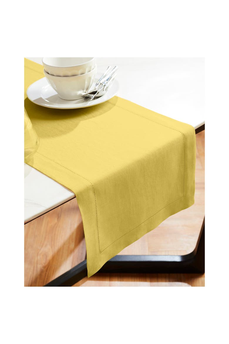 Linen Table Runner - Sonoma Hemstitch, Alternate, color, Yellow