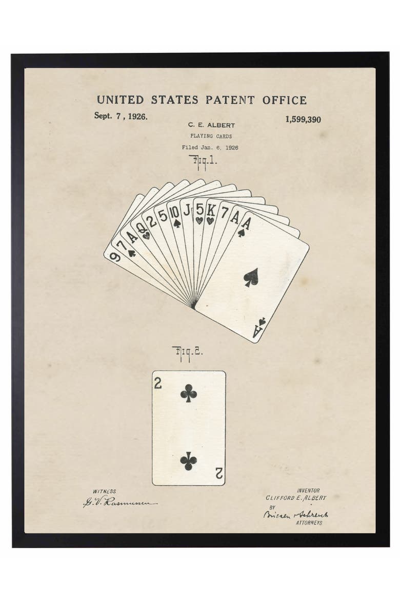 Playing Cards Patent in Black Frame, Main, color, No Color