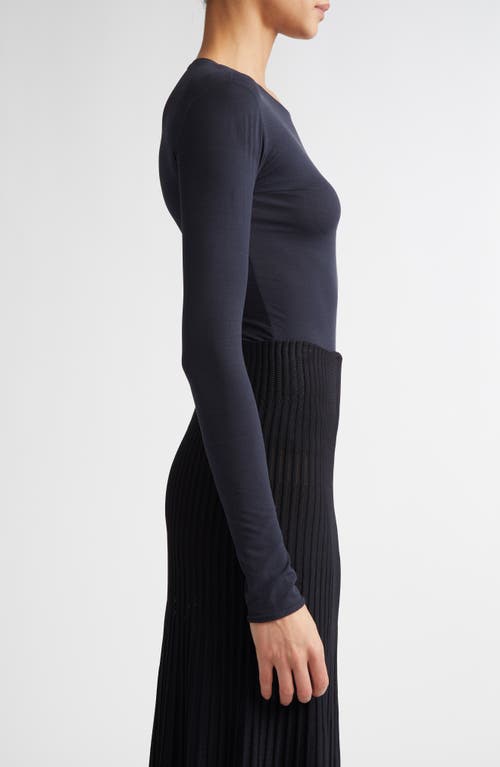 FFORME FFORME FITTED LONG SLEEVE STRETCH SILK TOP