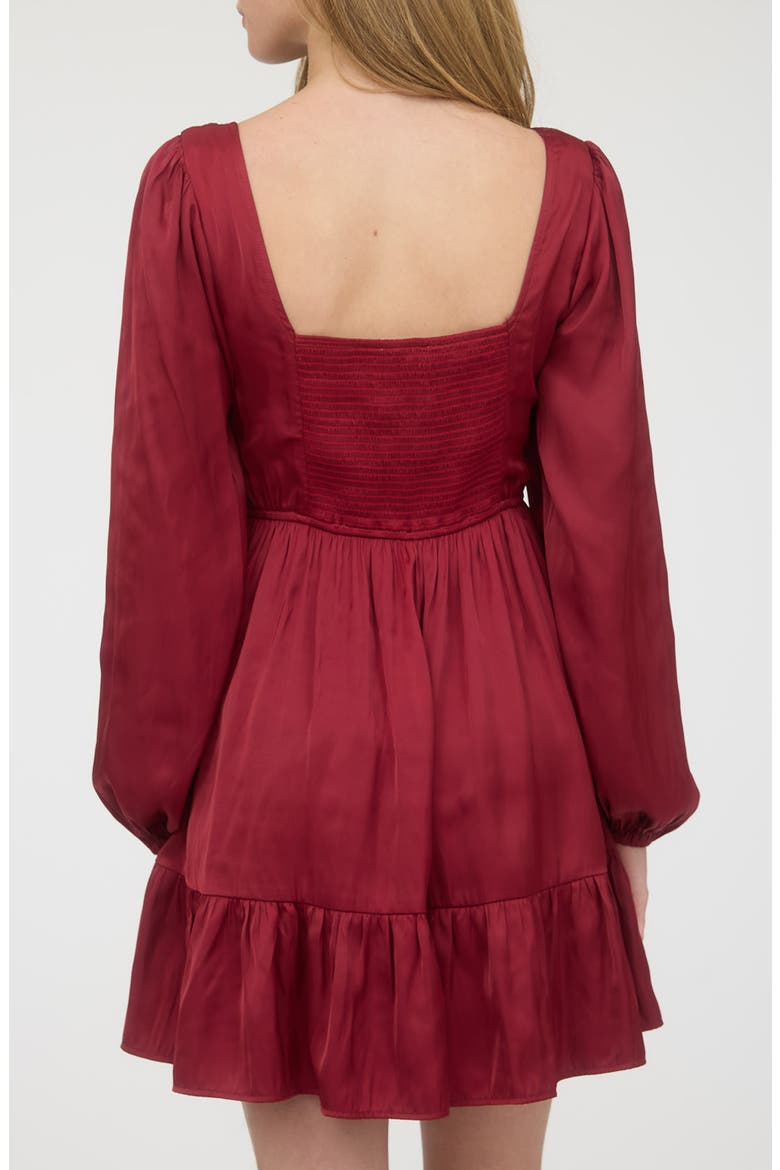 Long Sleeve Square Neck Minidress, Alternate, color, BURGUNDY