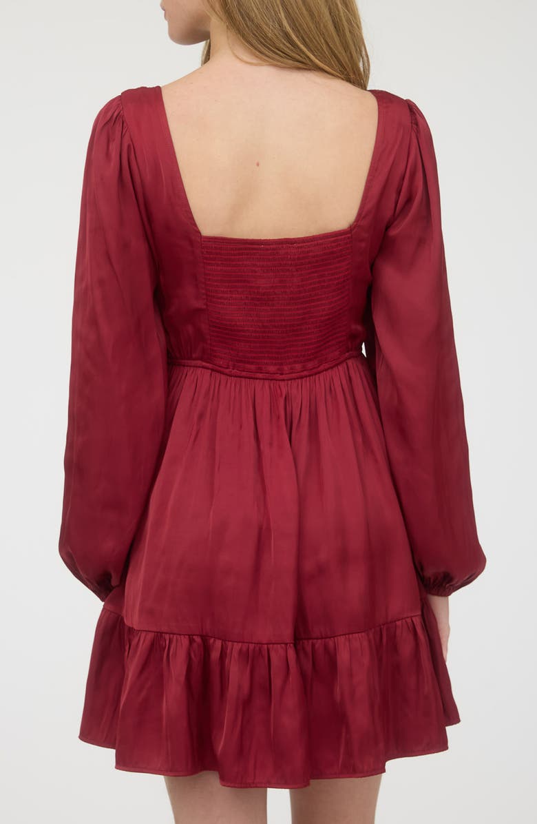 Blu Pepper Long Sleeve Square Neck Minidress, Alternate, color, Burgundy