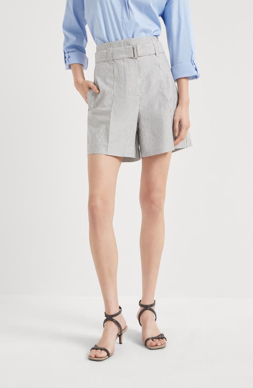 Brunello Cucinelli Formal Bermuda Shorts With Monili In Blue