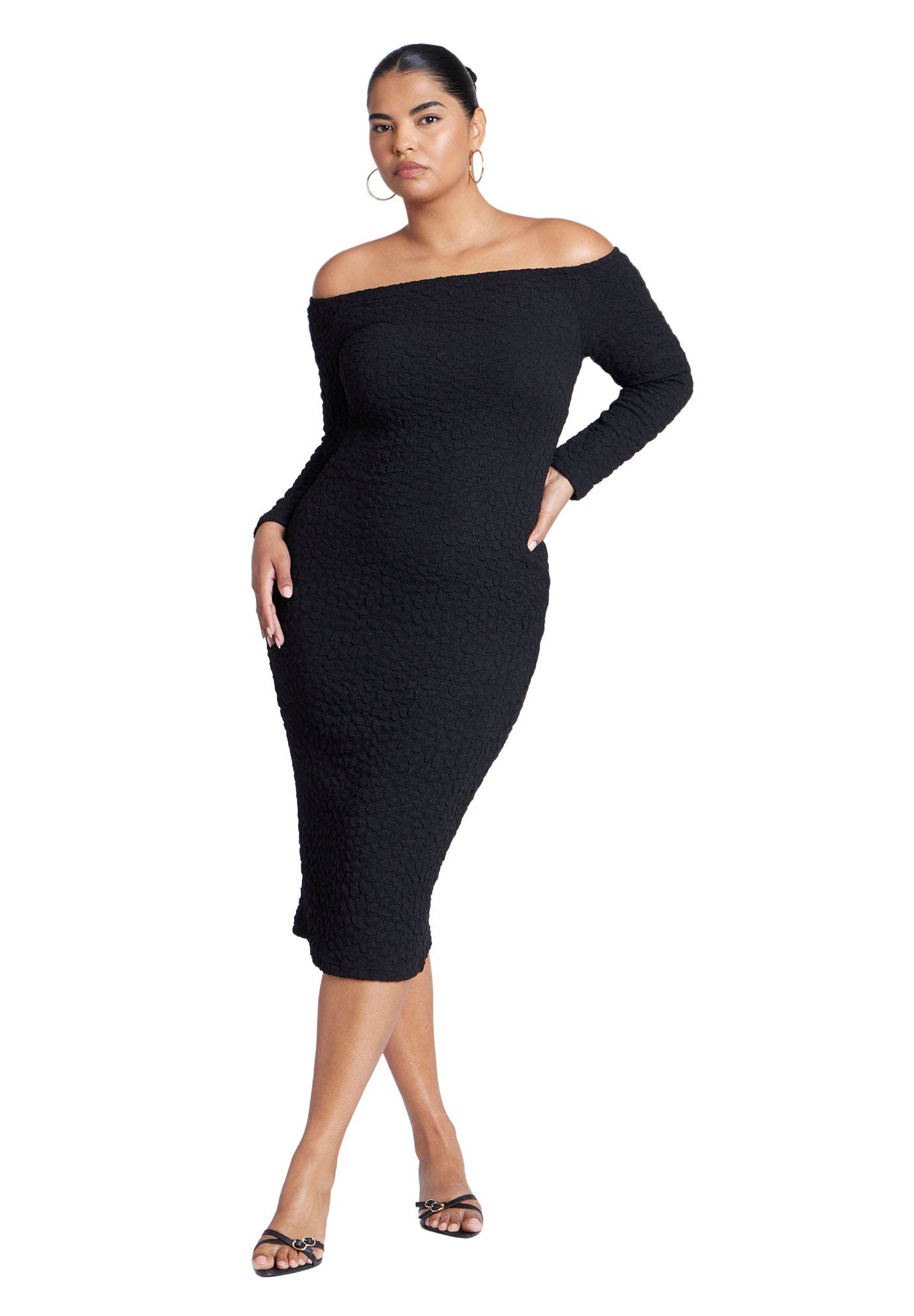 Off Shoulder Textured Dress