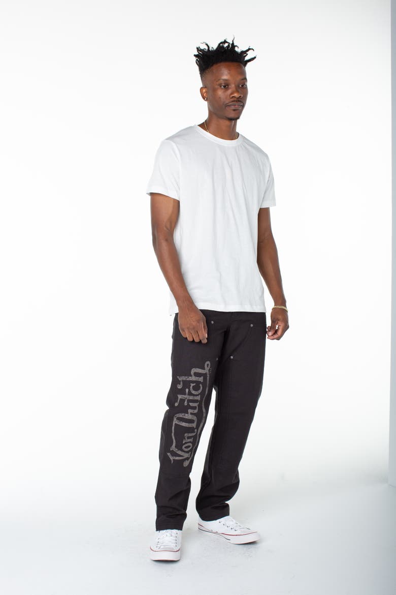 Double Front Straight Leg Carpenter Pants, Alternate, color, BLACK SOOT